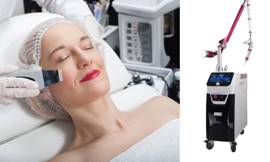 Công nghệ làm đẹp điều trị sắc tố Q-Switched Nd Yag Laser sử dụng laser để làm mờ, loại bỏ các vết nám, tàn nhang, vết thâm, và các vấn đề về sắc tố da
