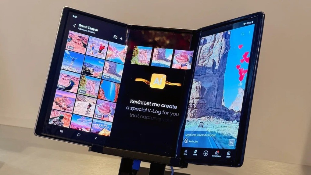 Màn hình gập dạng G-Type được Samsung trình diễn tại CES 2025. Ảnh: Futute