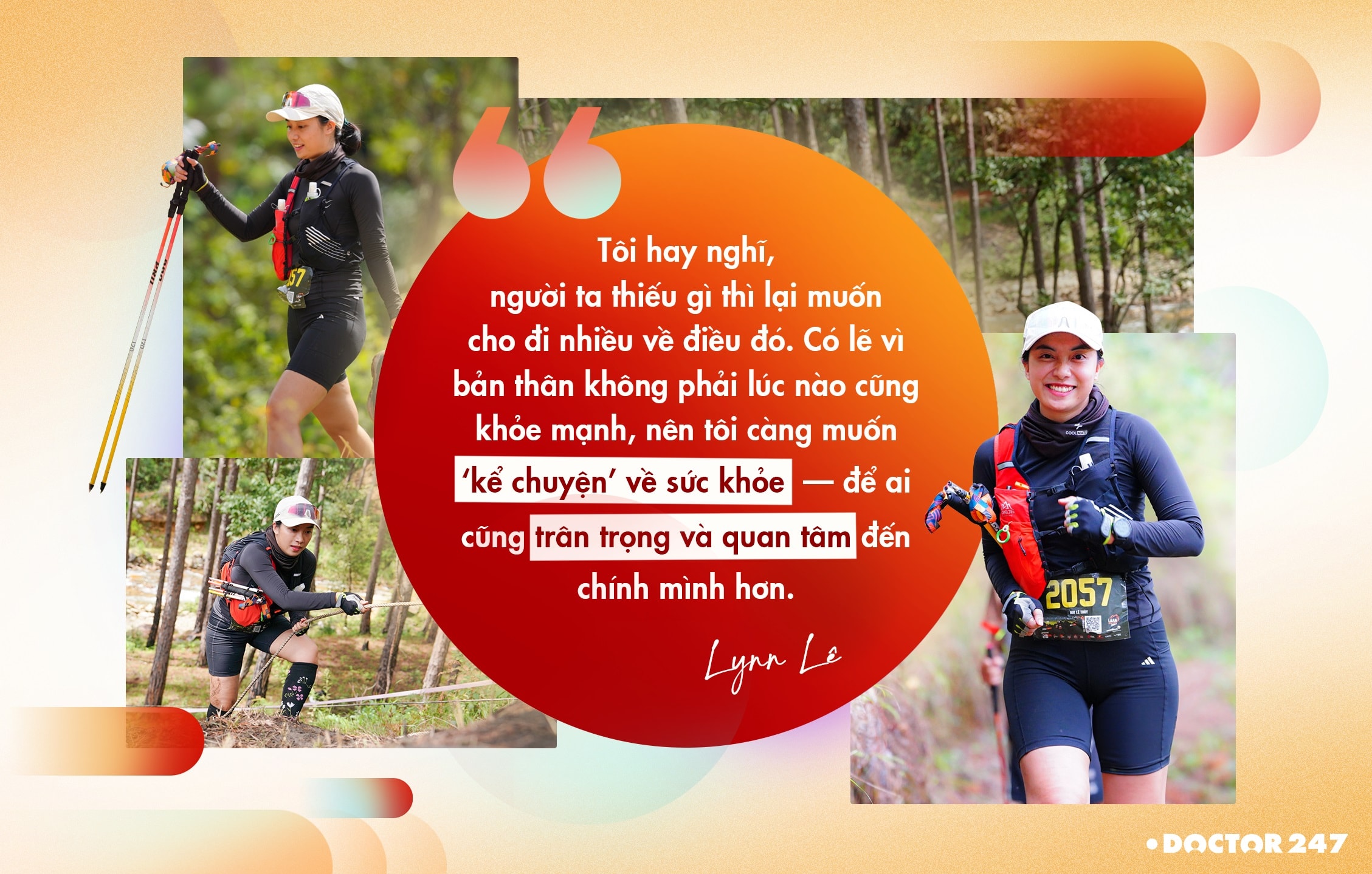 Ảnh: chị Nhi Lê tham gia giải chạy địa hình Laan Ultra Trail 2024 - cự ly 20km 