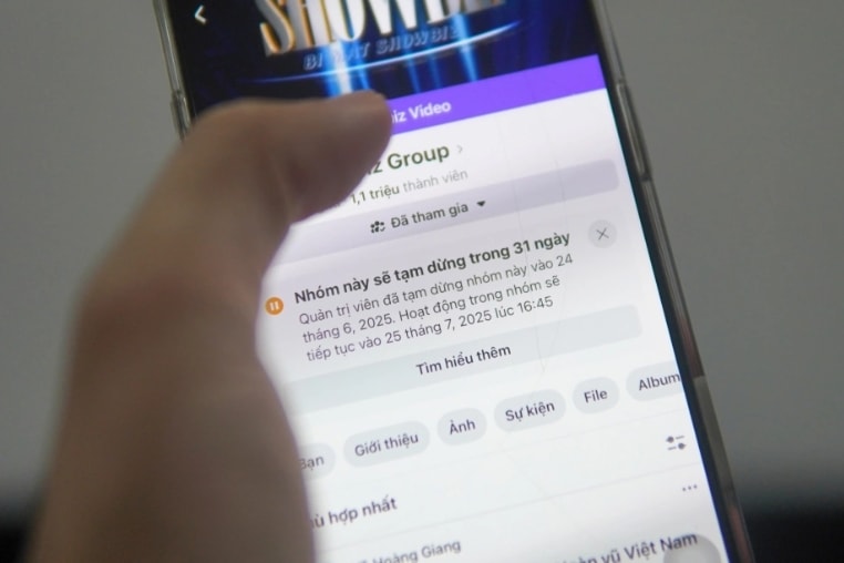 Một nhóm Facebook ở trạng thái tạm dừng hoạt động. Ảnh: Lưu Quý