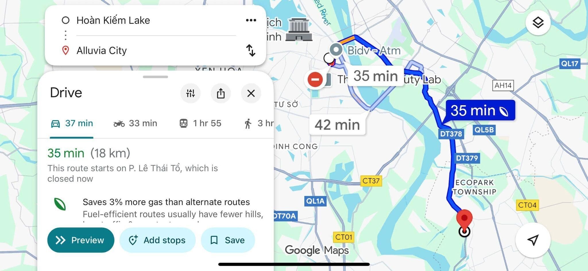 Khoảng cách từ Bờ Hồ tới Alluvia City, thời gian di chuyển chỉ 35 phút.