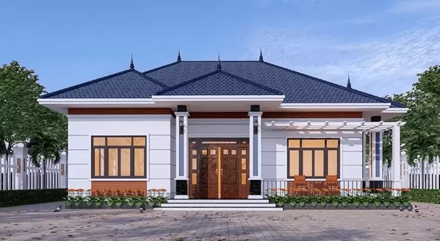 Nhà mái Nhật có đặc trưng mái dốc thoải, xòe rộng ra bốn phía. (Ảnh: Vĩnh Tường)