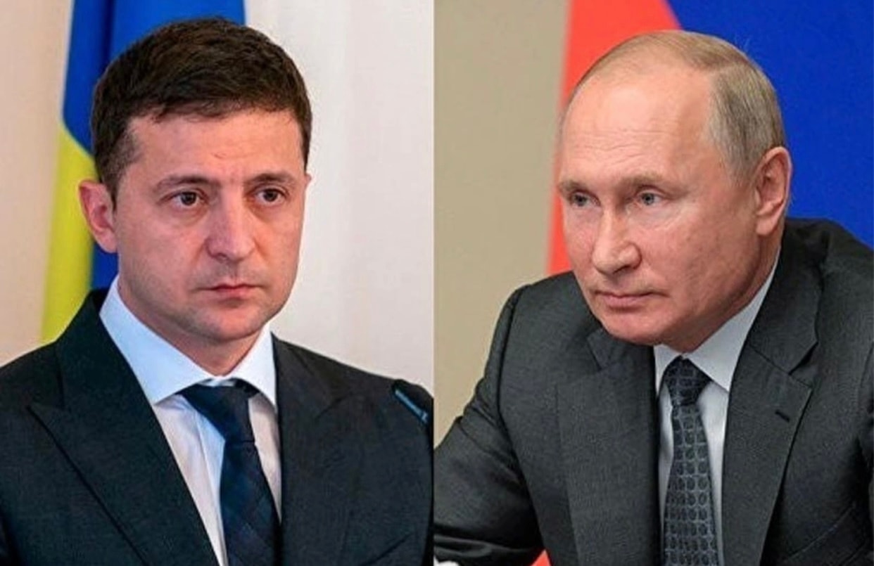 Tổng thống Ukraine Volodymyr Zelensky và Tổng thống Nga Vladimir Putin. (Ảnh: Getty).