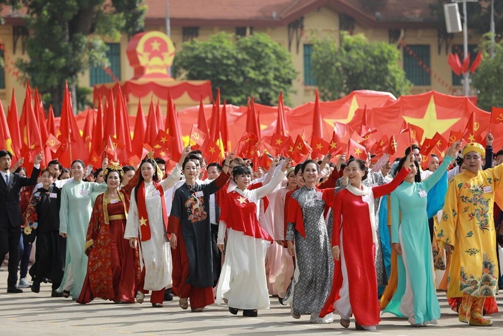 Khối Văn hoá - Thể thao tại Lễ diễu binh, diễu hành cấp Quốc gia kỷ niệm 80 năm Quốc khánh nước Cộng hòa xã hội chủ nghĩa Việt Nam (A80). (Ảnh: Báo Văn hoá)
