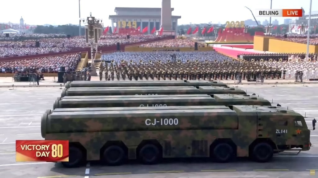 Tên lửa hành trình siêu thanh tầm xa CJ-1000 mới được cho là có tầm bắn lên tới vài nghìn km. Ảnh CCTV