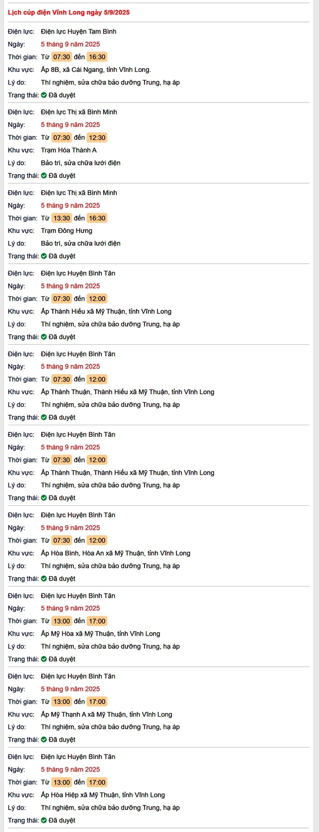 Tra cứu lịch cúp điện hôm nay Thứ 6 ngày 5/9/2025 tại Vĩnh Long- Ảnh 1.