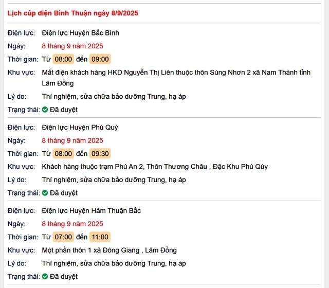 Tra cứu lịch cúp điện hôm nay Thứ 2 ngày 8/9/2025 tại Bình Thuận- Ảnh 1.