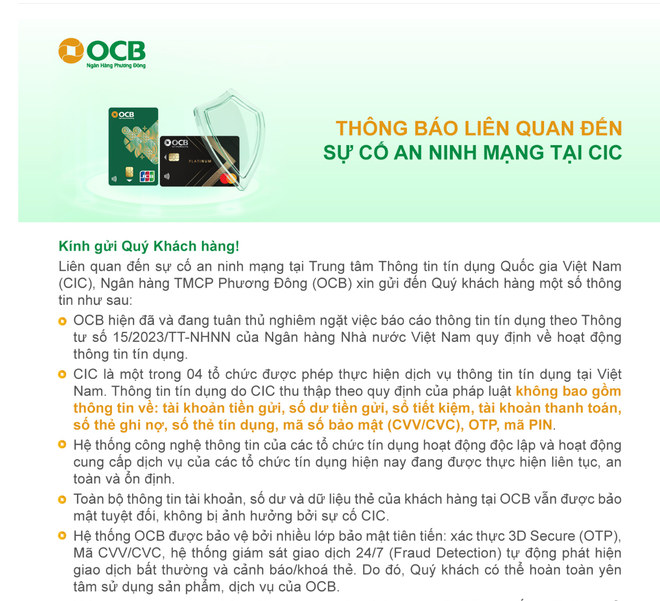 Loạt ngân hàng trấn an khách hàng sau sự cố dữ liệu tại CIC- Ảnh 3.