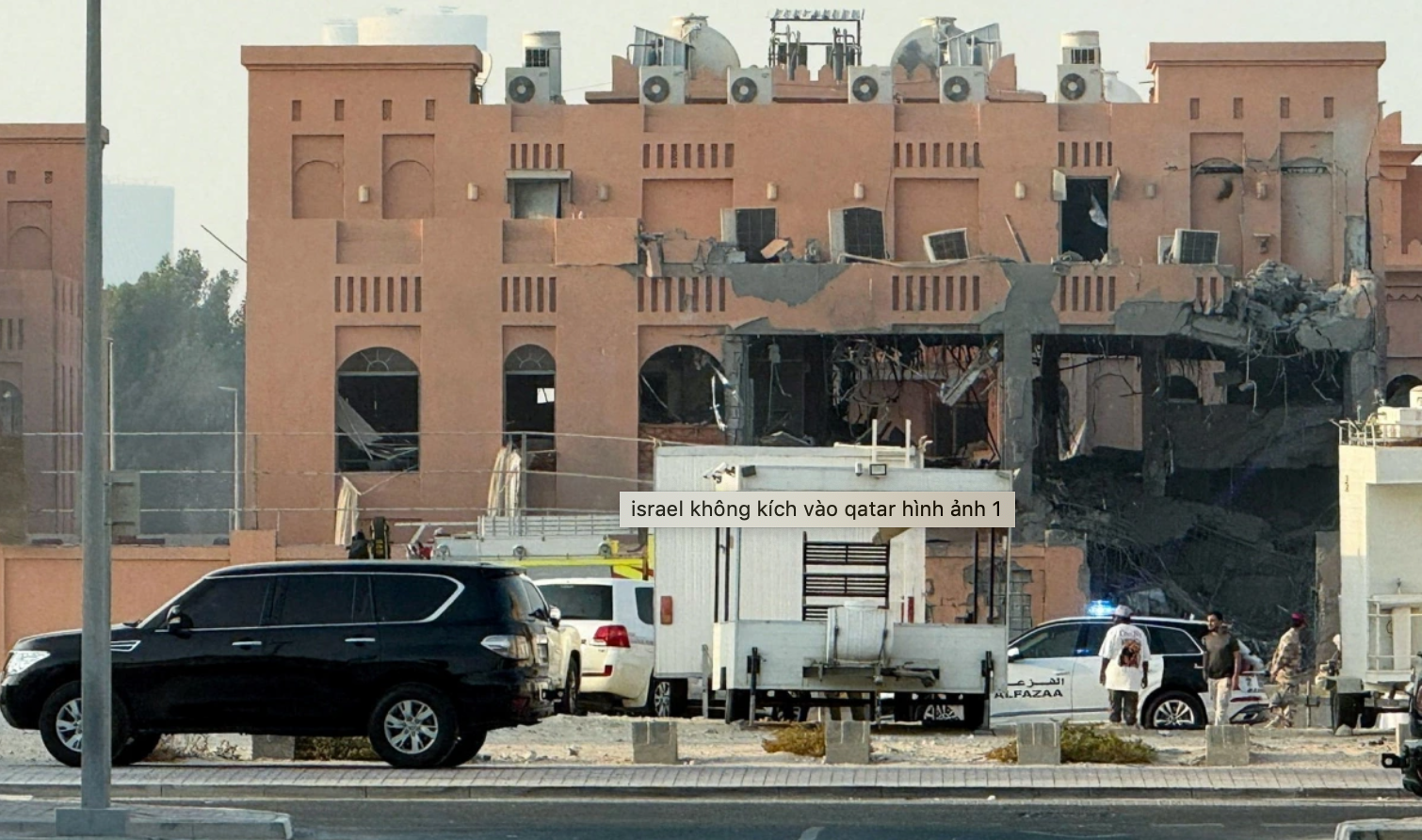 Tòa nhà bị hư hại sau cuộc tấn công của Israel ở Qatar. Ảnh: Reuters.