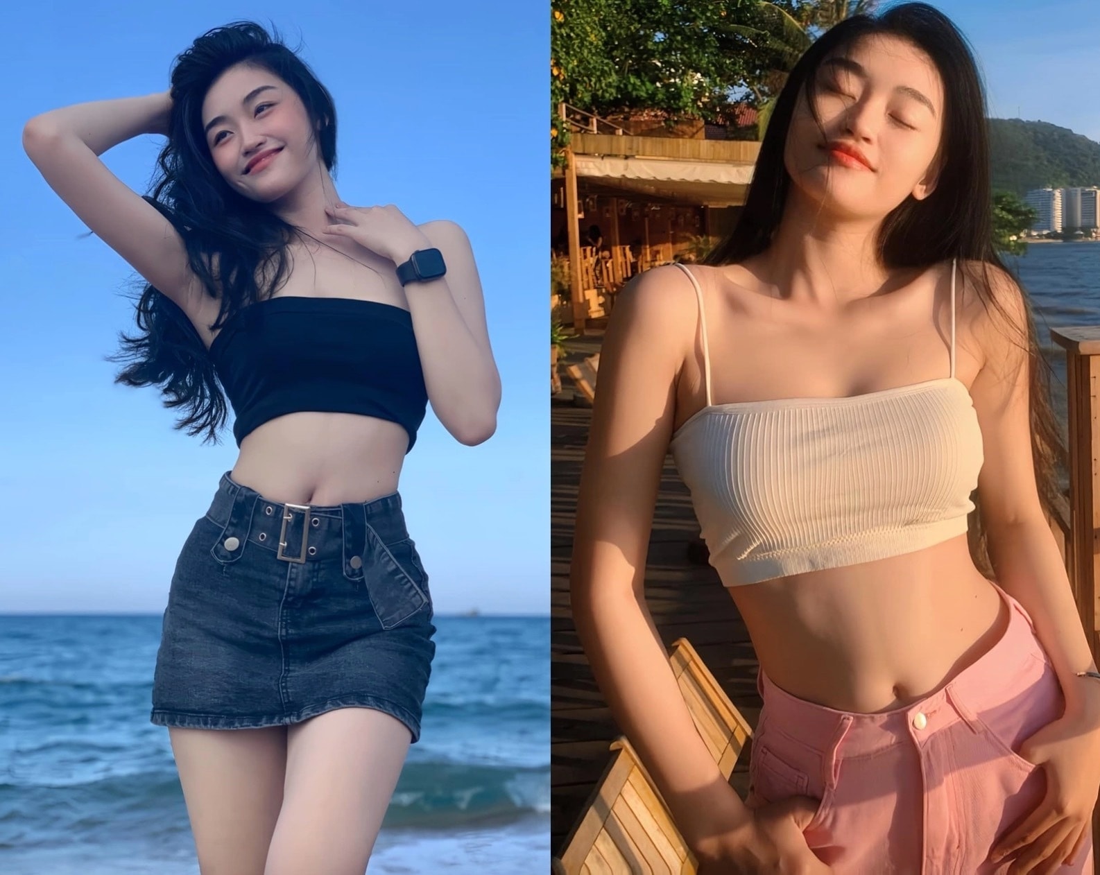 Nàng hậu hướng đến phong cách nữ tính, điệu đà, tập trung khai thác đường cong. Có vóc dáng mảnh mai, Yến Nhi thường ưu tiên chọn crop top tôn lợi thế eo thon.