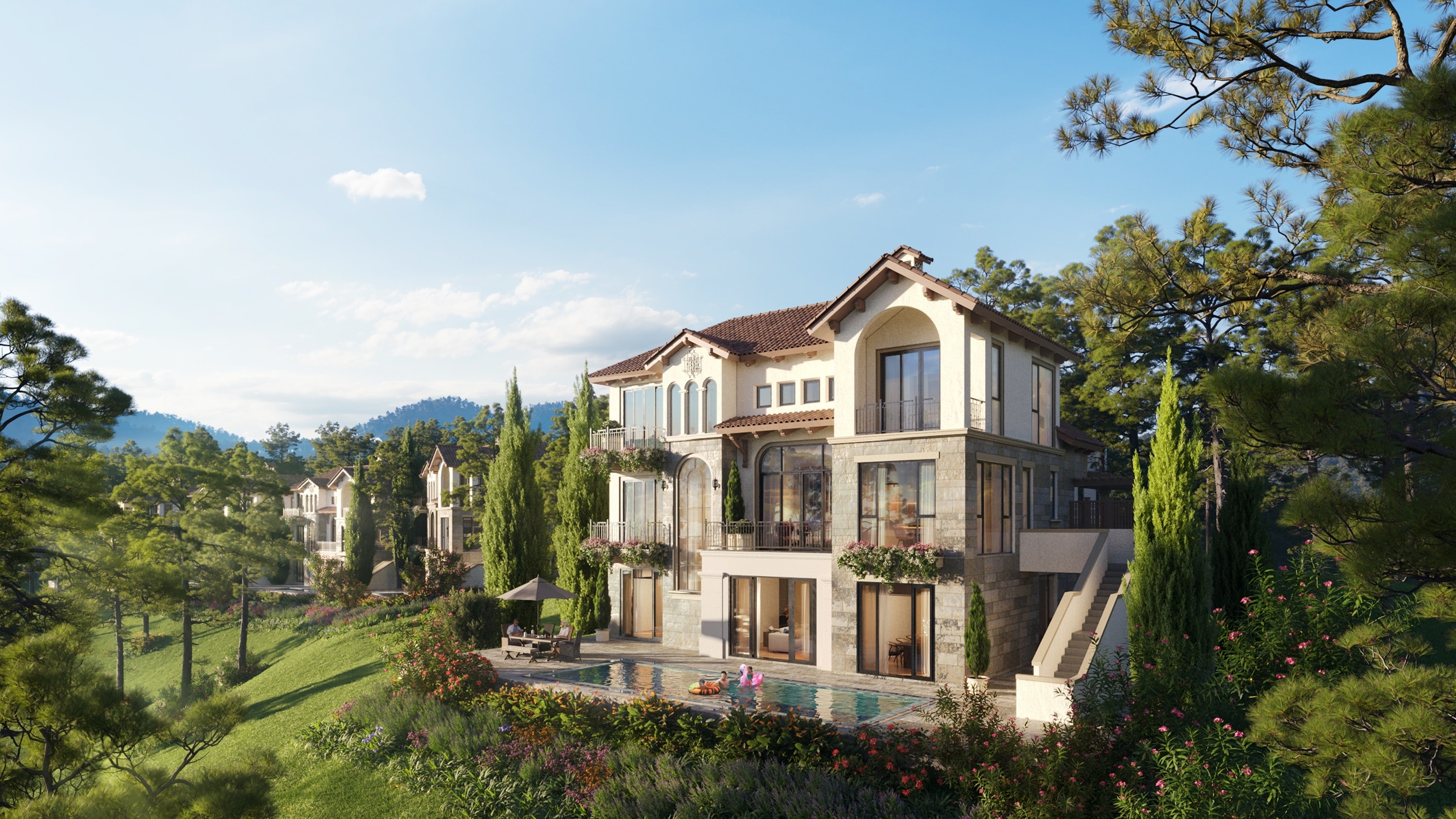 Biệt thự Valley Park Residences đại diện cho phong cách kiến trúc Phục hưng Tây Ban Nha.