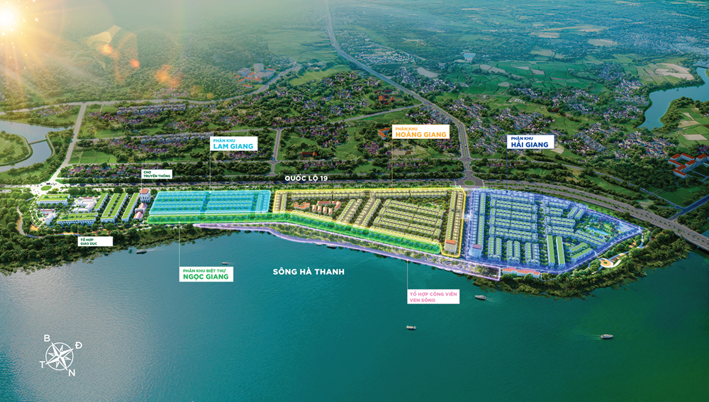 Dự án Quy Nhơn Iconic với tổng diện tích 43 ha trải dài ven sông Hà Thanh, là đô thị kiểu mẫu được quy hoạch bài bản với 4 phân khu độc đáo.