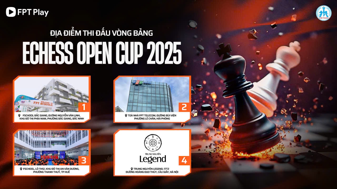 Hàng nghìn kỳ thủ so tài trực tuyến tại giải EChess Open Cup 2025.
