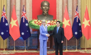 Chủ tịch nước Lương Cường chủ trì lễ đón Toàn quyền Australia Sam Mostyn