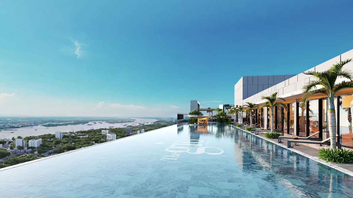 Phối cảnh hồ bơi Bình Minh vô cực tầng 40.