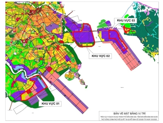 Vị trí ba khu thương mại tự do ở Hải Phòng. Ảnh: Xuân Hoa