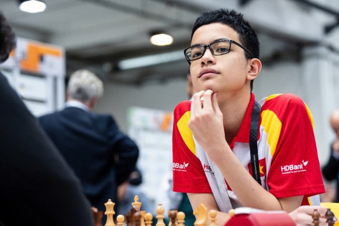 Bành Gia Huy tại Olympiad cờ vua 2024 ở Budapest, Hungary. Ảnh: FIDE