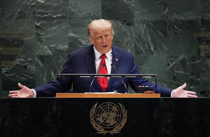 Tổng thống Mỹ Donald Trump phát biểu tại Đại hội đồng Liên Hợp Quốc ngày 23/9. Ảnh: AFP
