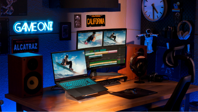 Thiết kế tổng thể với màu đen mờ trên Asus Gaming V16. Ảnh: Asus