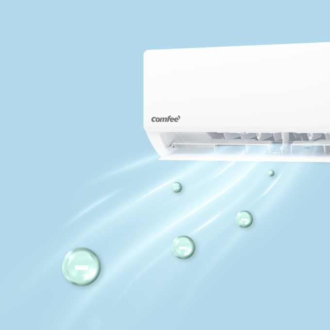 Công nghệ Ionizer trên điều hòa Comfee giúp loại bỏ 99% vi khuẩn, virus. Ảnh: Confee