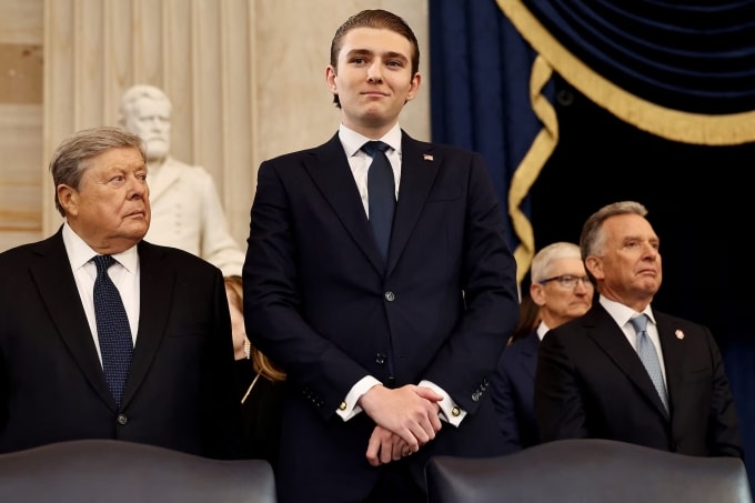 Barron Trump trong lễ nhậm chức của Tổng thống Trump hôm 20/1. Ảnh: Reuters