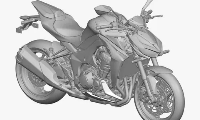 Bản vẽ thiết kế của Kawasaki Z1100 mới. Ảnh: Kawasaki