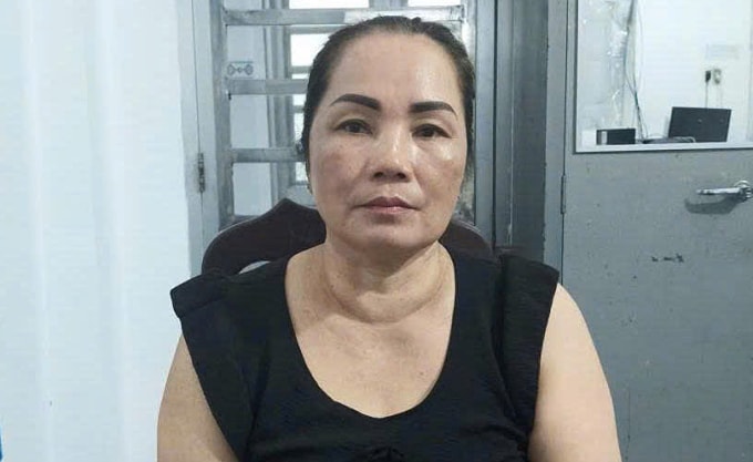 Bà Nguyễn Thị Mâu tại cơ quan điều tra. Ảnh: Lan Vy
