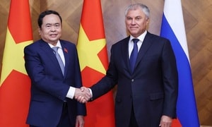 Chủ tịch Quốc hội Trần Thanh Mẫn hội đàm với Chủ tịch Duma Quốc gia Nga