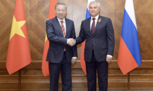 Tổng Bí thư Tô Lâm hội kiến Chủ tịch Duma Quốc gia Nga Vyacheslav Volodin