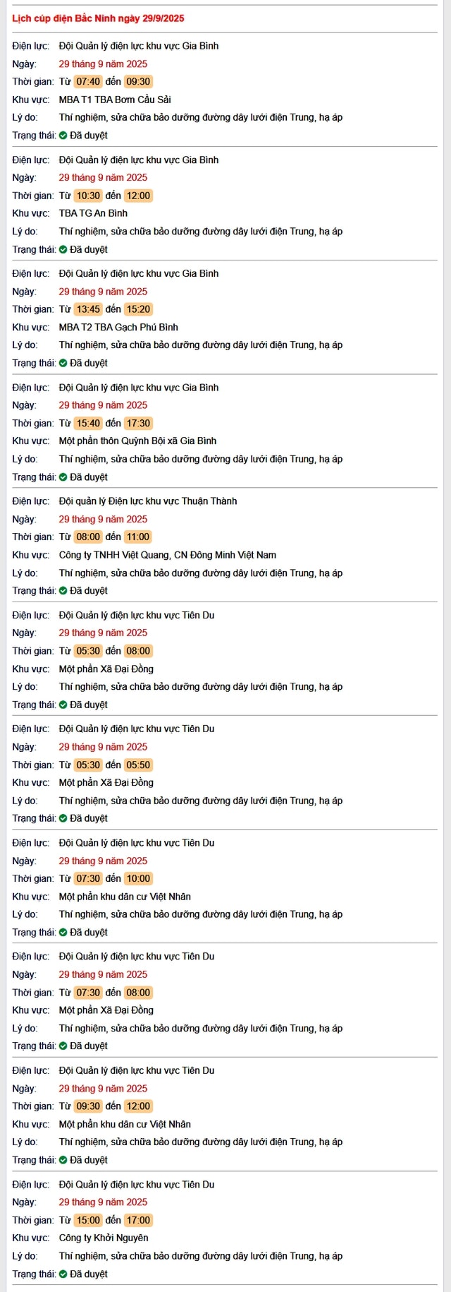 Tra cứu lịch cúp điện hôm nay Thứ 2 ngày 29/9/2025 tại Bắc Ninh- Ảnh 1.