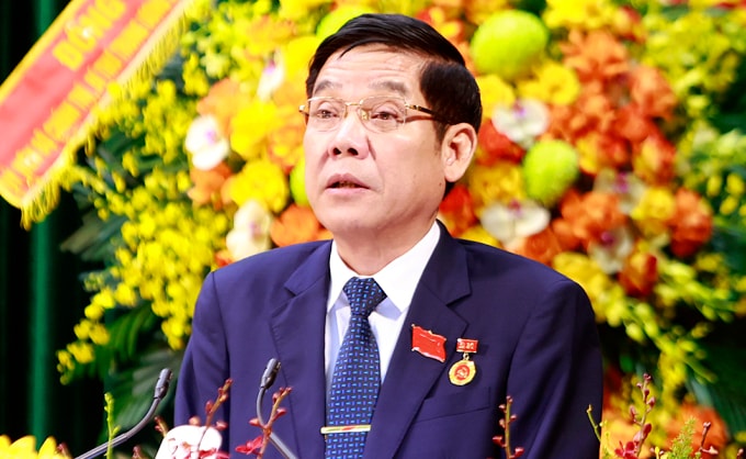 Ông Nguyễn Văn Gấu phát biểu tại Đại hội Đảng bộ tỉnh Bắc Ninh ngày 30/9. Ảnh: Cổng thông tin Bắc Ninh