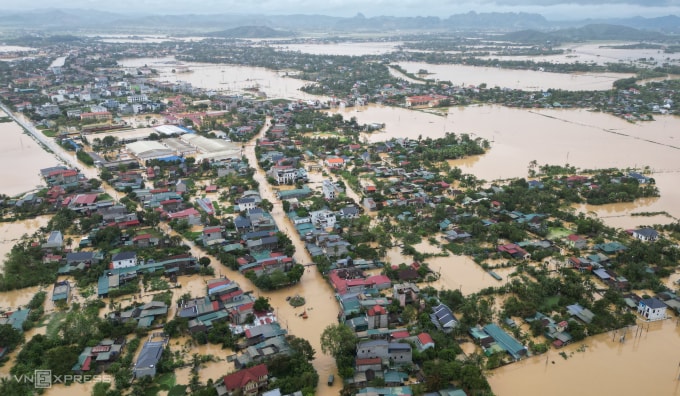 Xã Nông Cống, Thanh Hoá ngập sau bão. Ảnh: Lê Hoàng