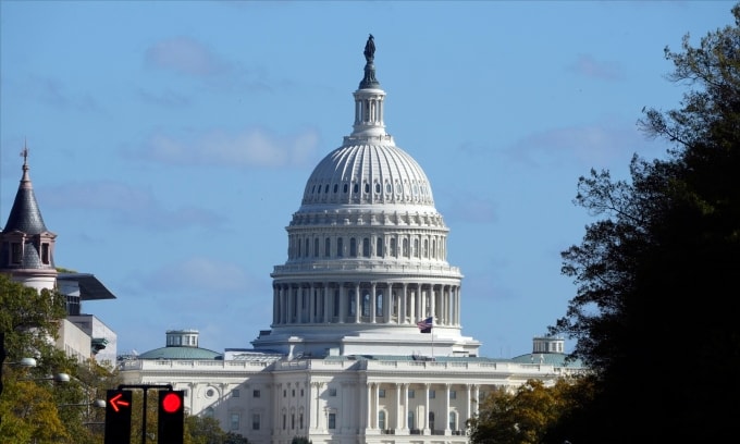 Tòa nhà quốc hội Mỹ ở thủ đô Washington tháng 11/2024. Ảnh: AP