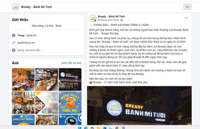 Bready bánh mì tươi chính thức đóng cửa sau 21 năm hoạt động tại TP HCM - Ảnh 2.