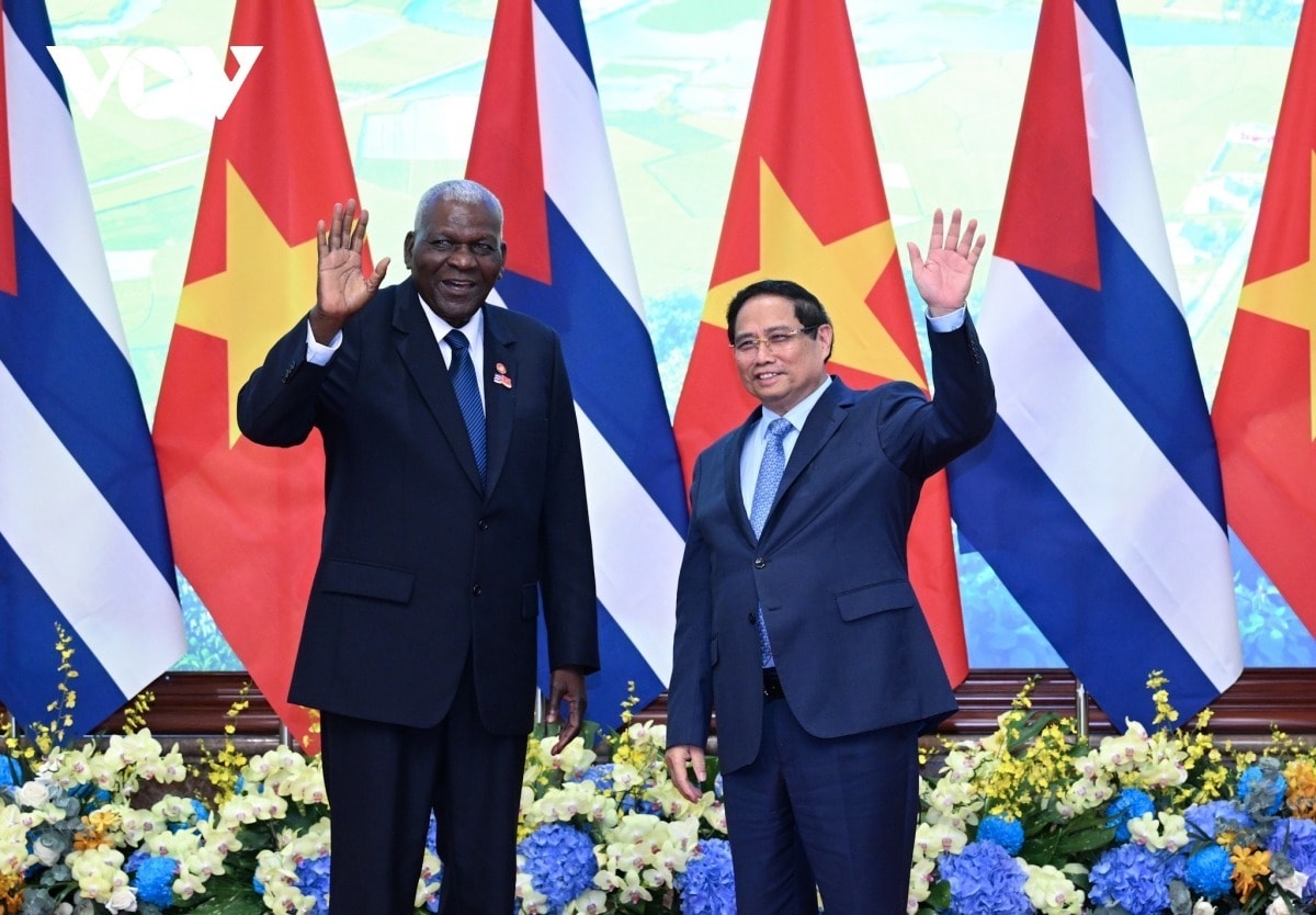 Chủ tịch Quốc hội Cuba Esteban Lazo Hernandez hội kiến Thủ tướng Chính phủ Phạm Minh Chính.