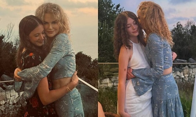 Nicole Kidman và hai con gái Sunday (trái), Faith trong kỳ nghỉ hè. Ảnh: Instagram/ Nicole Kidman