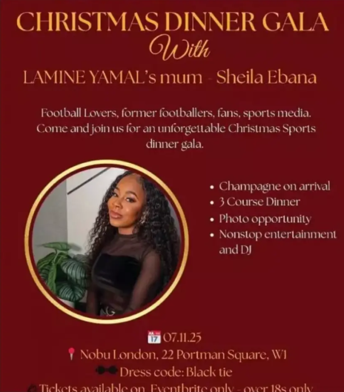 Poster về bữa tiệc mang tên Tiệc Giáng sinh cùng mẹ của Lamine Yamal. Ảnh: Marca