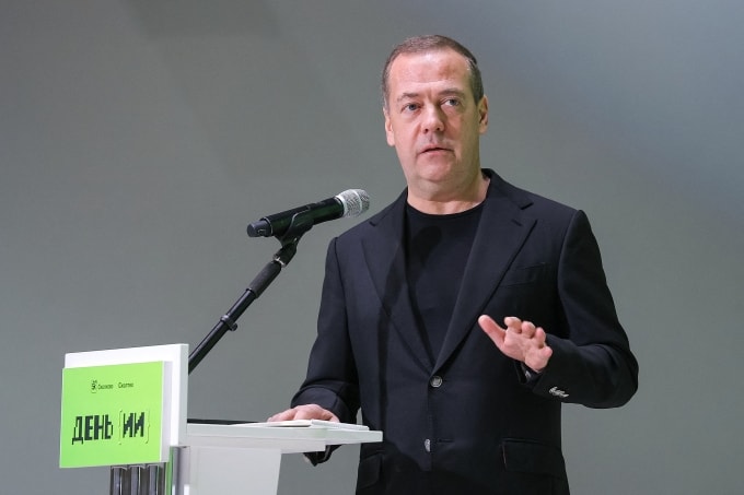 Phó chủ tịch Hội đồng An ninh Nga Dmitry Medvedev phát biểu tại một sự kiện gần Moskva ngày 30/9. Ảnh: AFP