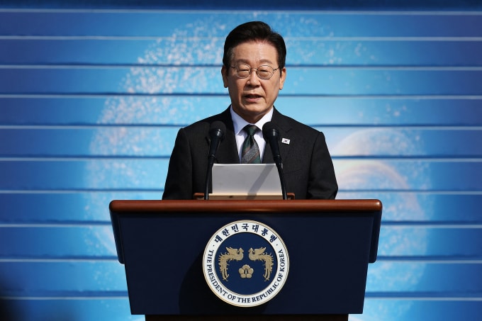Tổng thống Hàn Quốc Lee Jae-myung phát biểu tại một sự kiện ở tỉnh Gyeryong ngày 1/10. Ảnh: AFP