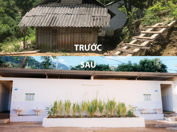 Nhà vệ sinh trong Dự án vệ sinh học đường xây dựng tại huyện Vân Hồ, Sơn La. Ảnh: Quỹ Hy Vọng.