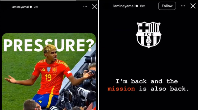 Hai bài đăng trên Instagram của Lamine Yamal trước trận Barca gặp PSG ở lượt hai Champions League.