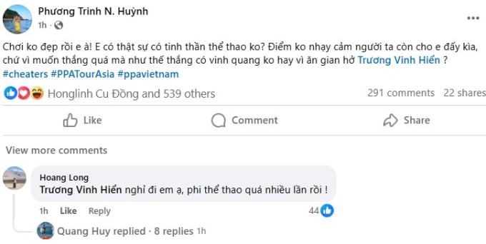 Bài đăng của vợ Lý Hoàng Nam, Nguyễn Huỳnh Phương Trinh. Ảnh chụp màn hình