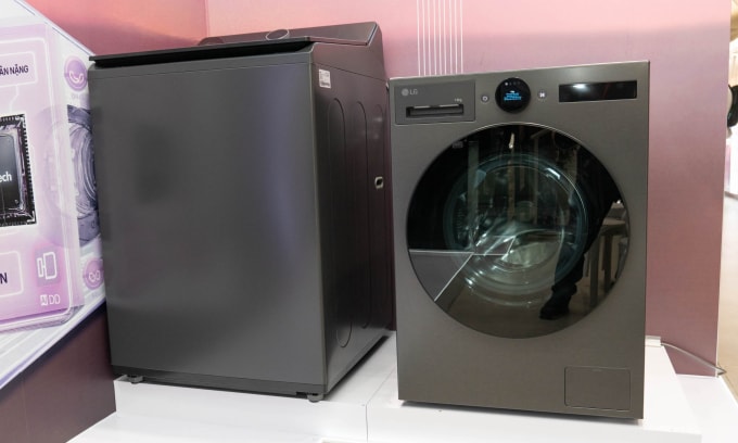 Máy giặt LG 2026 ngoài các khối lượng giặt quen thuộc lần đầu có thêm model lồng ngang 25 kg. Ảnh: Huy Đức