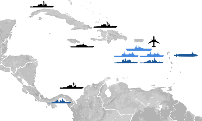 Dàn máy bay, tàu chiến Mỹ đang hiện diện gần Venezuela. Bấm vào ảnh để xem đầy đủ