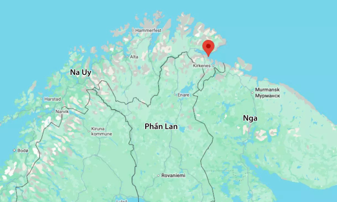 Vị trí Finnmark (chấm đỏ). Đồ họa: Google Maps