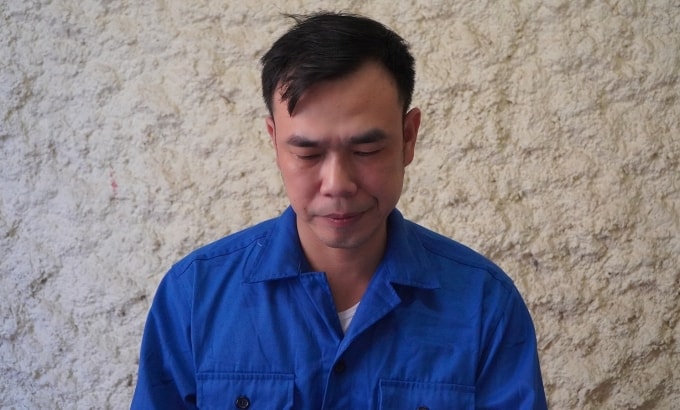 Nguyễn Mạnh Tuân tại cơ quan điều tra. Ảnh: Công an cung cấp