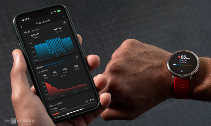 HRR được thể hiện trên app để theo dõi, nếu bạn bỏ qua khi đồng hồ báo thông số sau bài tập. Ảnh: Nhật Vi