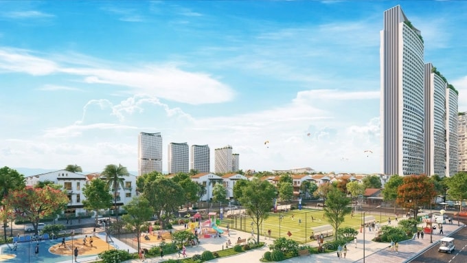 Phối cảnh bộ đôi tháp Blanca 6 và 7 được lấy cảm hứng thiết kế từ hình ảnh cánh buồm căng gió. Ảnh: Sun Property