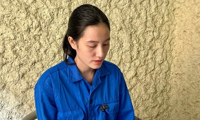 Bị can Nông Thị Thu Thủy tại cơ quan điều tra. Ảnh: Công an cung cấp