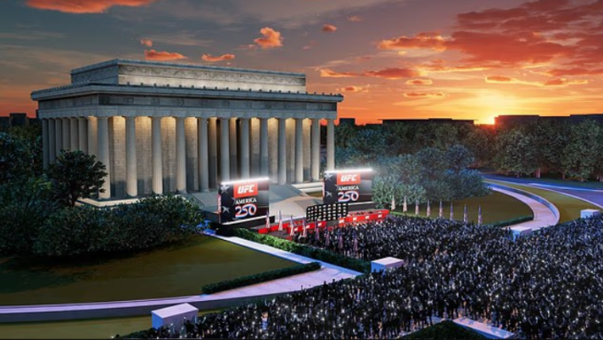 Buổi cân và họp báo sẽ diễn ra bên ngoài Đài tưởng niệm Lincoln, nơi đang trong quá trình cải tạo để xây dựng một bảo tàng mới và trung tâm du khách. Ảnh: Daily Mail